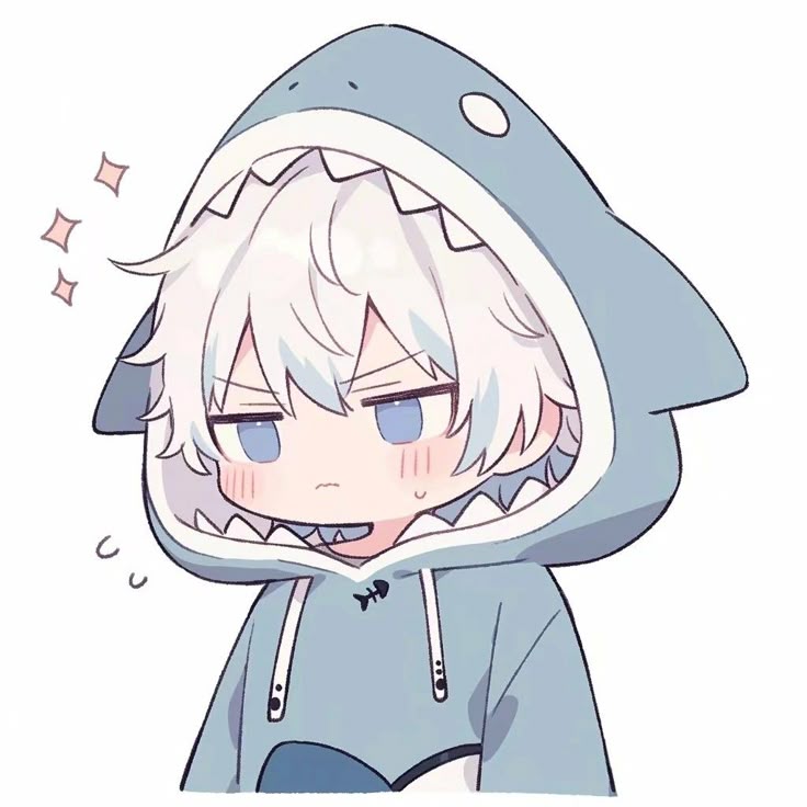 Ảnh avatar chibi nam lạnh lùng - đội mũ cá mập