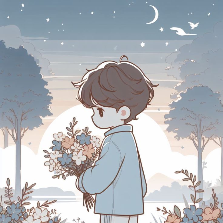 Ảnh avatar chibi nam lạnh lùng - hái hoa