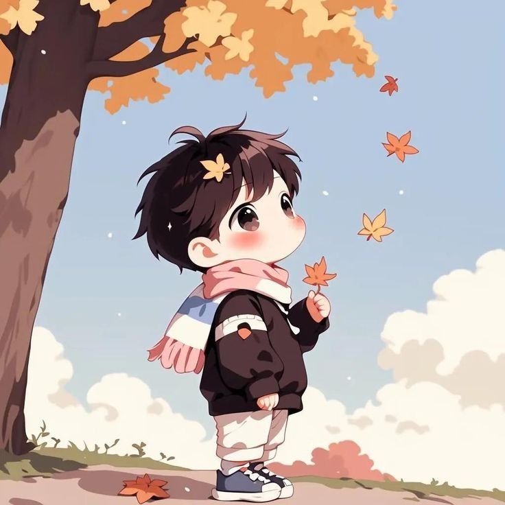 Ảnh avatar chibi nam lạnh lùng - ngắm lá rơi