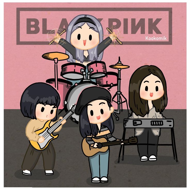 Ảnh Blackpink chibi - chơi nhạc cụ