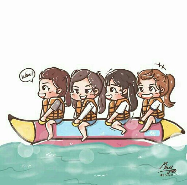 Ảnh Blackpink chibi - chơi thuyền