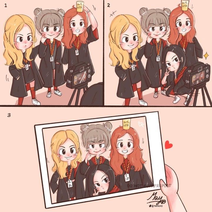 Ảnh Blackpink chibi - chụp ảnh
