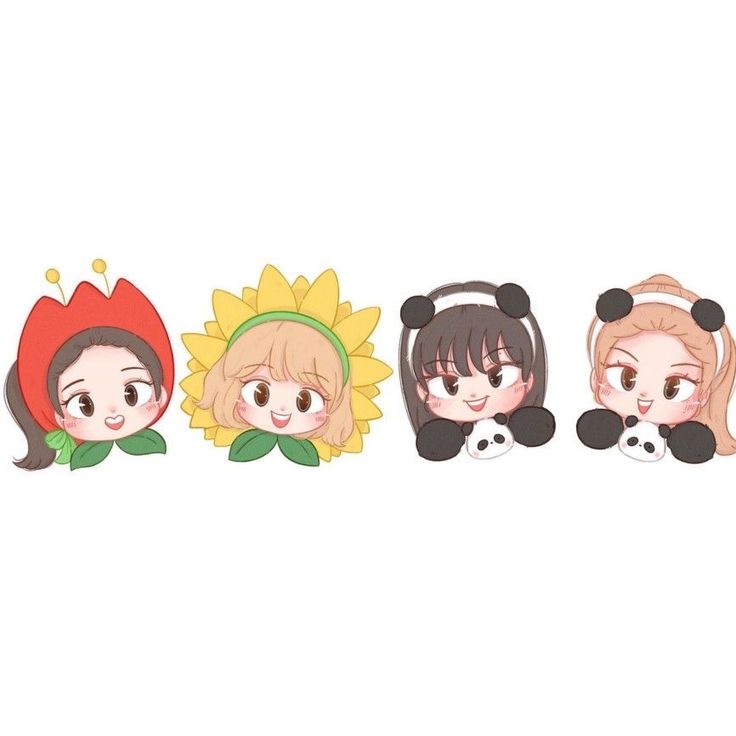 Ảnh Blackpink chibi - đội mũ hoa