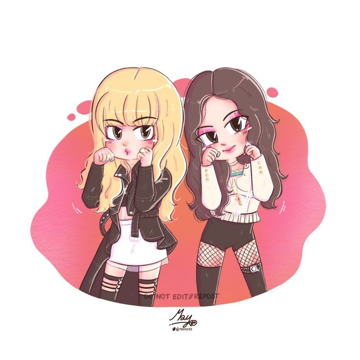 Ảnh Blackpink chibi - Lisa và Jennie