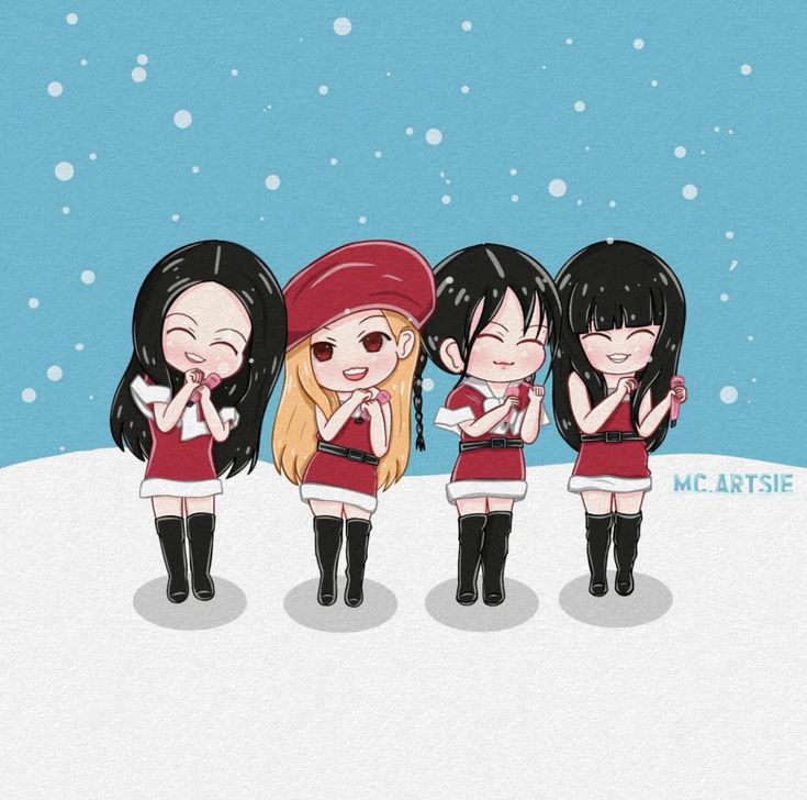 Ảnh Blackpink chibi - phiên bản Giáng Sinh
