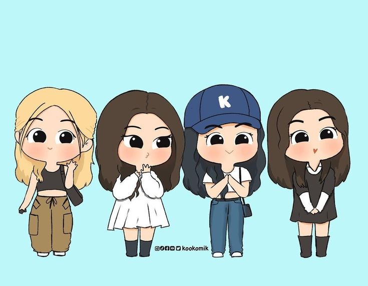 Ảnh Blackpink chibi - Trang phục sân bay