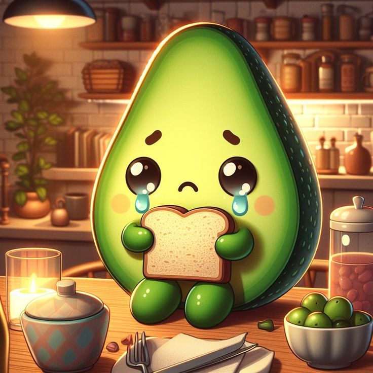 Avatar hình trái bơ chibi - buồn bã