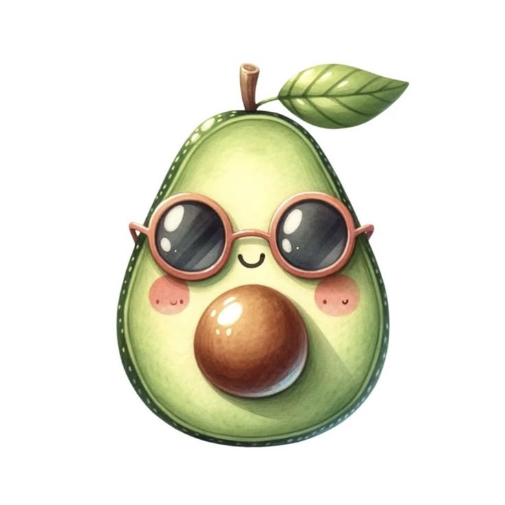 Avatar hình trái bơ chibi - đeo mắt kính 