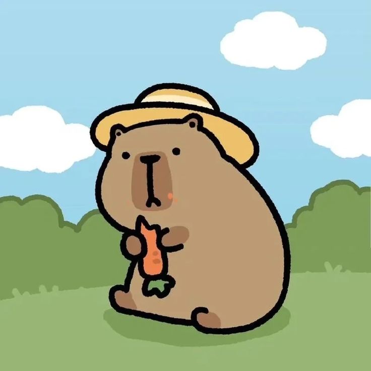 Capybara chibi - ăn cà rốt