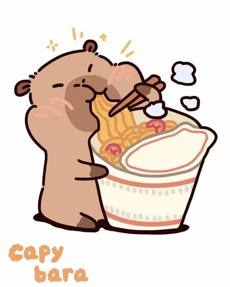 Capybara chibi - ăn mì