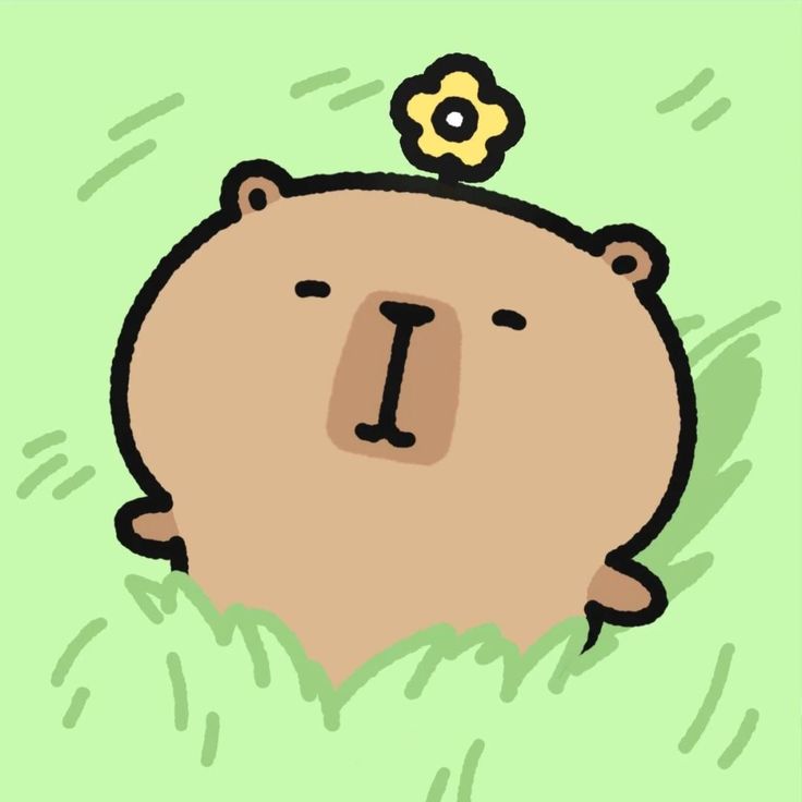 Capybara chibi - bãi cỏ