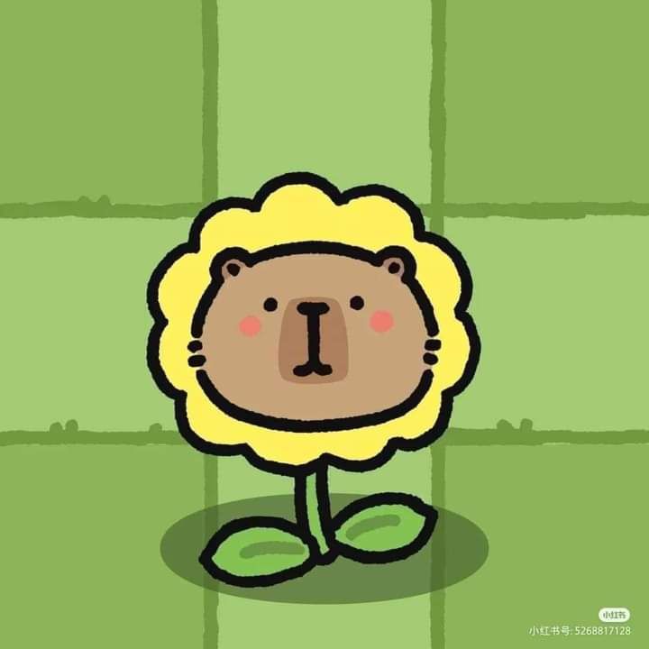 Capybara chibi - Bông hoa