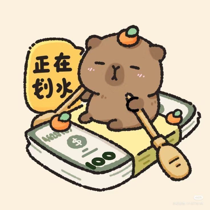 Capybara chibi - chèo thuyền