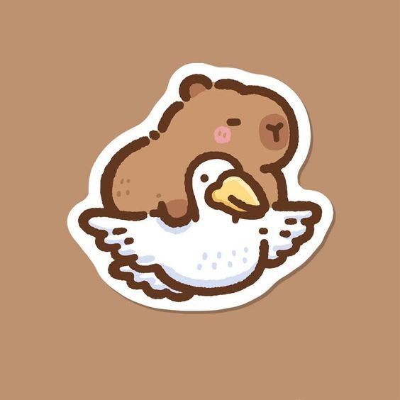 Capybara chibi - cưỡi chim