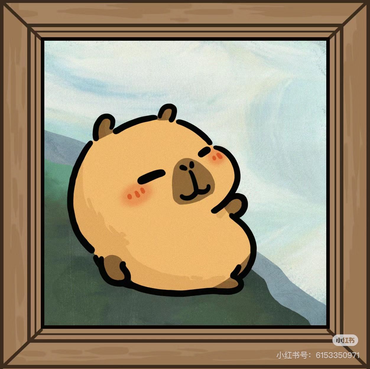 Capybara chibi cute - bức tranh