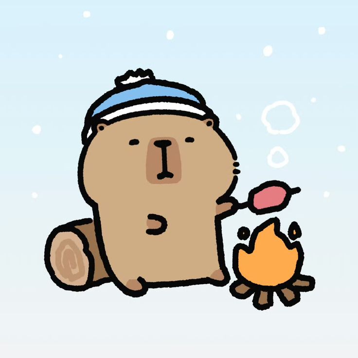 Capybara chibi cute - cắm trại