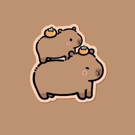 Capybara chibi cute - cưỡi trên lưng