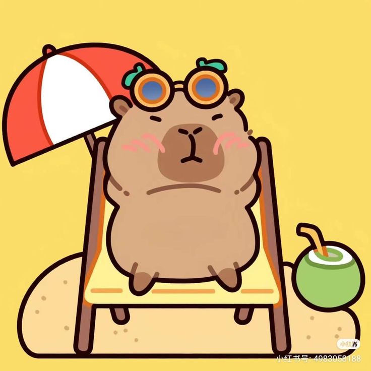 Capybara chibi cute - đi biển