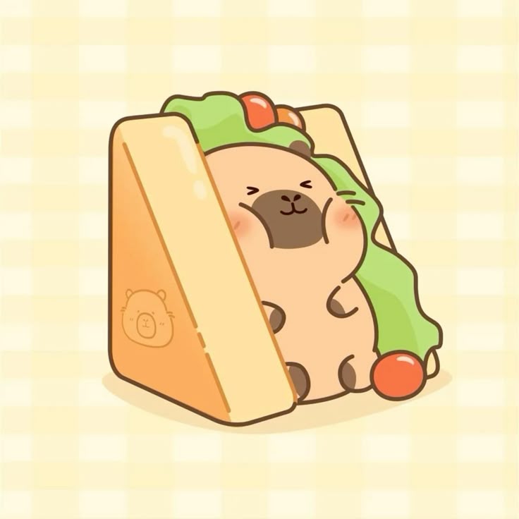 Capybara chibi cute - đồ ăn