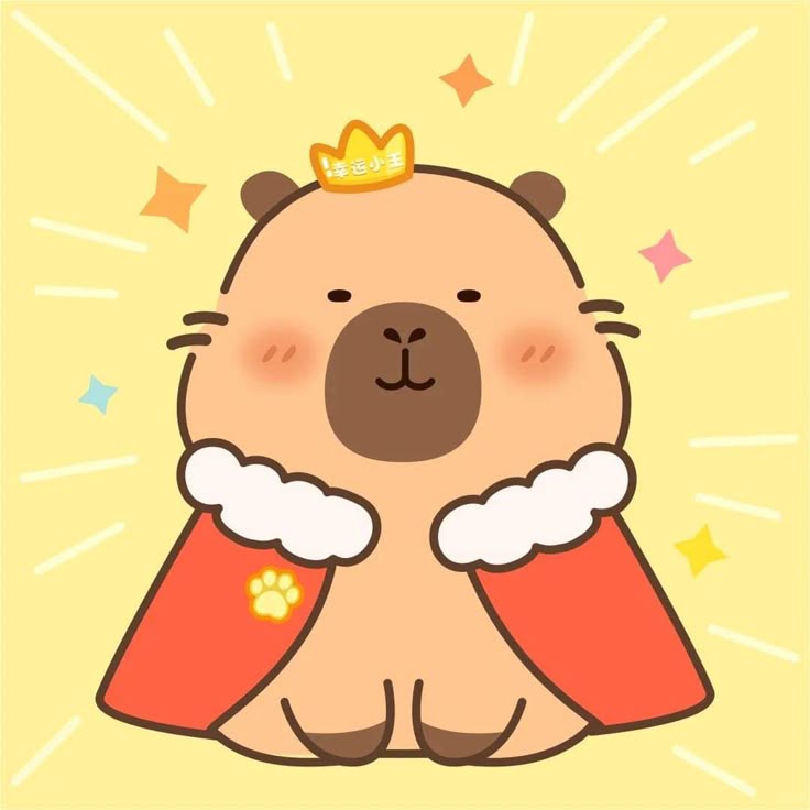 Capybara chibi cute - đội vương miện