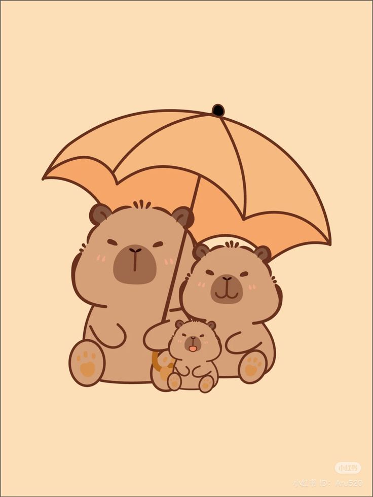 Capybara chibi cute - gia đình