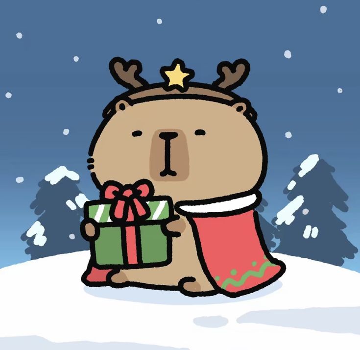 Capybara chibi cute - giáng sinh