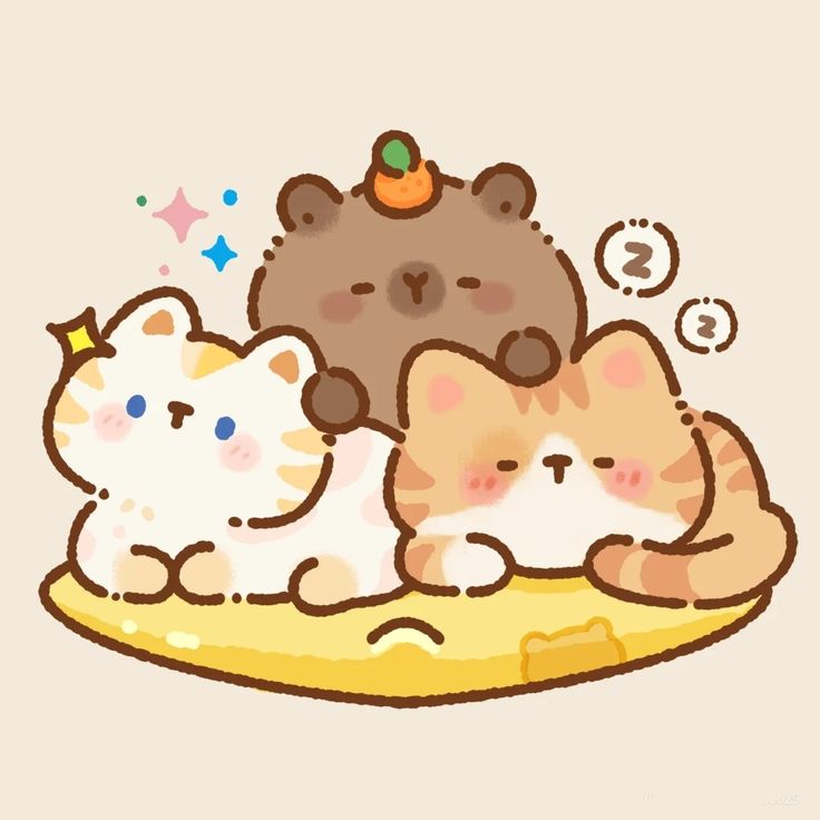 Capybara chibi cute - hai con mèo