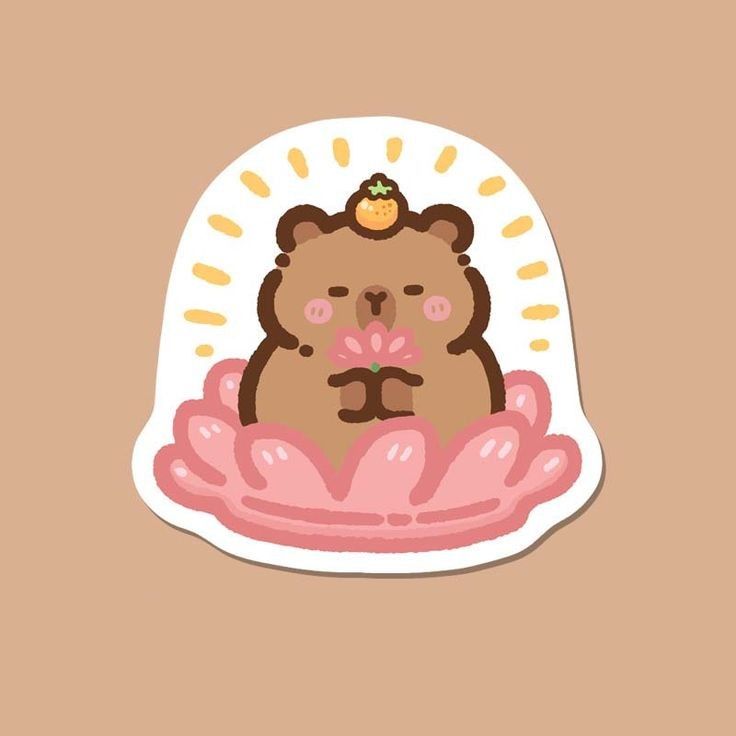 Capybara chibi cute - hoa sen
