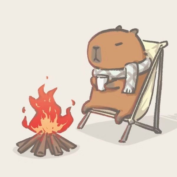 Capybara chibi cute - lửa trại