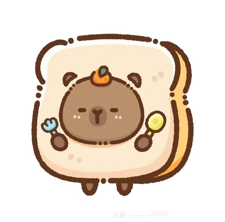 Capybara chibi cute - miếng bánh mì
