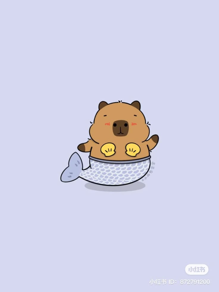 Capybara chibi cute - nàng tiên cá