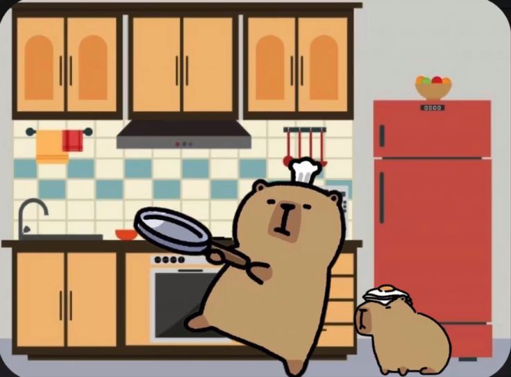 Capybara chibi cute - nấu ăn