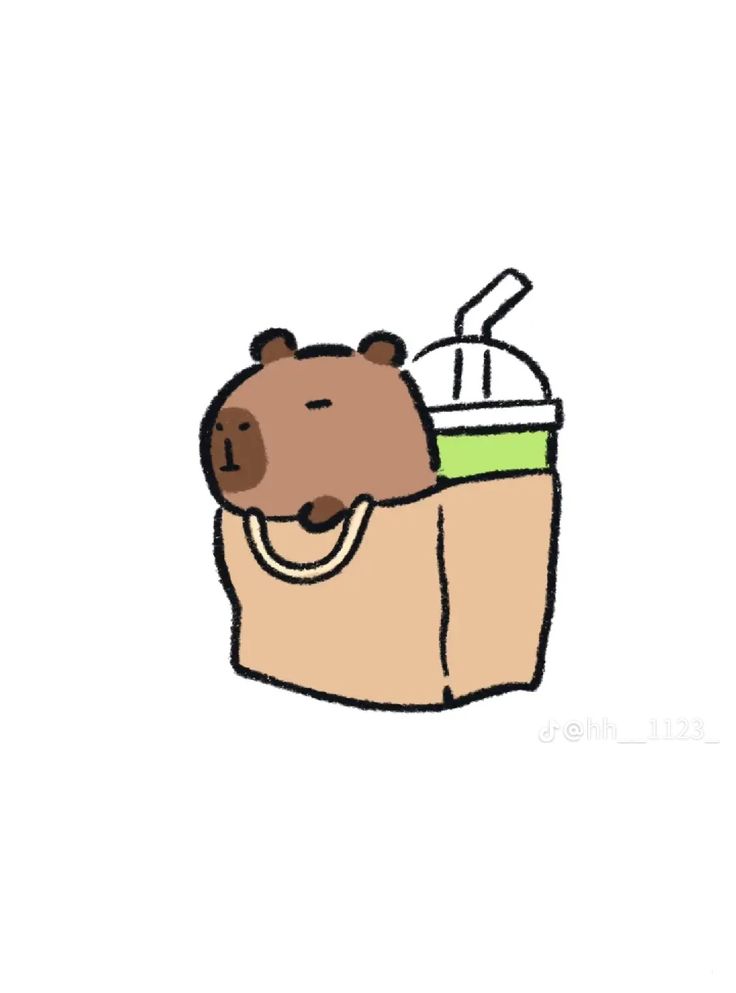 Capybara chibi cute - ngồi trong túi