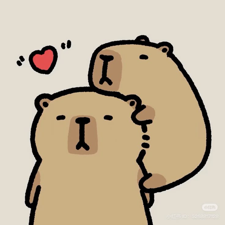 Capybara chibi cute - ôm nhau