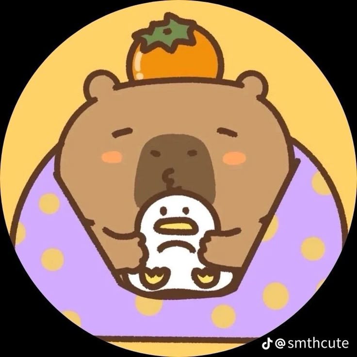Capybara chibi cute - ôm vịt