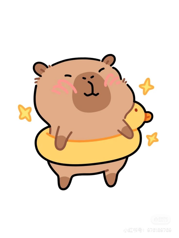 Capybara chibi cute - phao vịt
