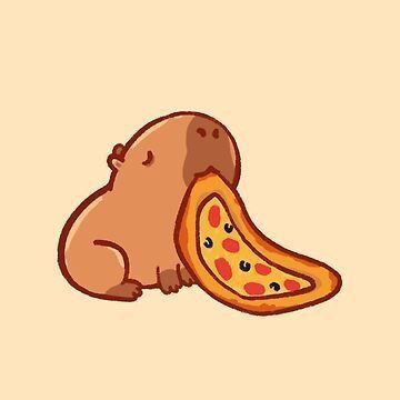 Capybara chibi cute - pizza