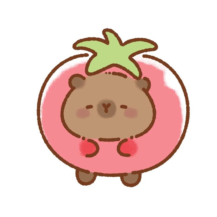 Capybara chibi cute - quả đào