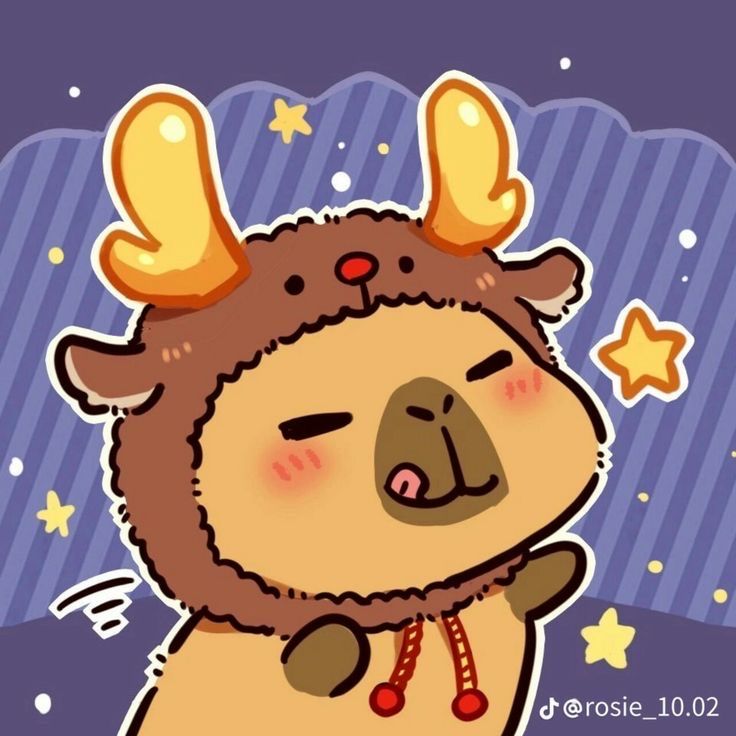 Capybara chibi cute - tuần lộc