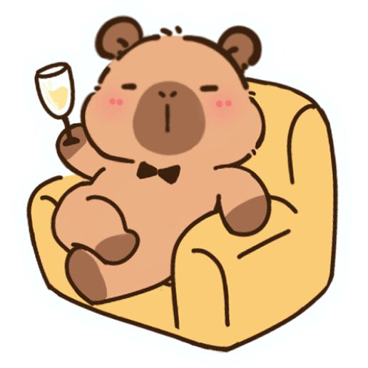 Capybara chibi cute - uống rượu