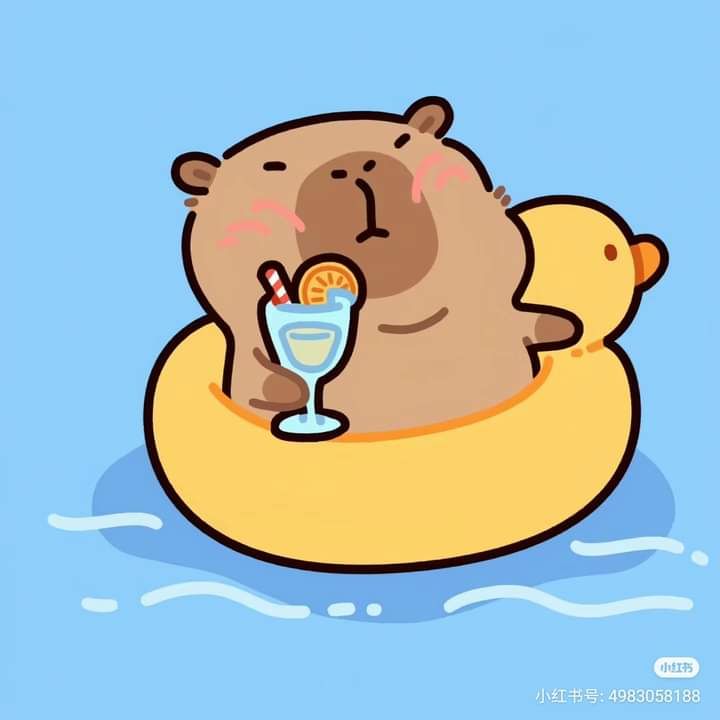 Capybara chibi - đi biển