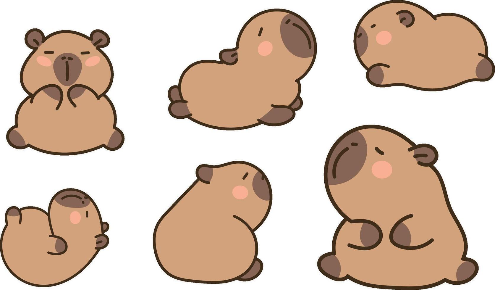 Capybara chibi - nhiều tư thế