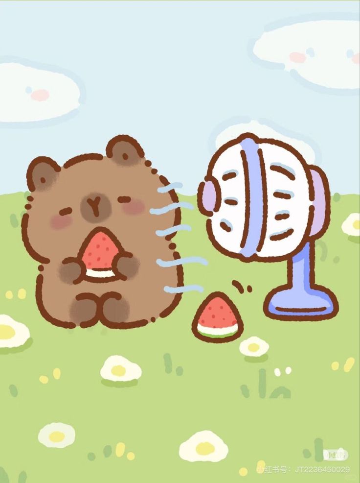 Capybara chibi - quạt gió