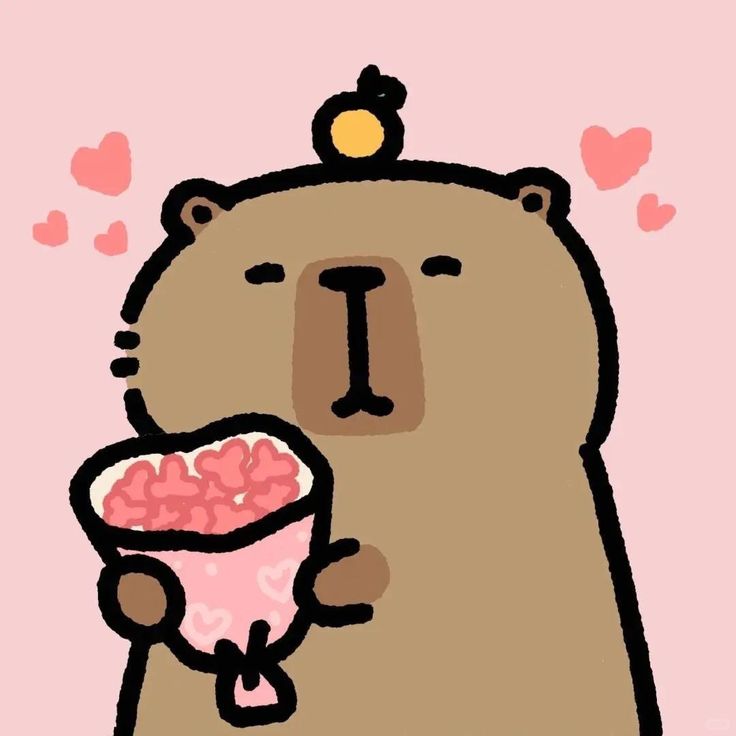 Capybara chibi - tặng hoa