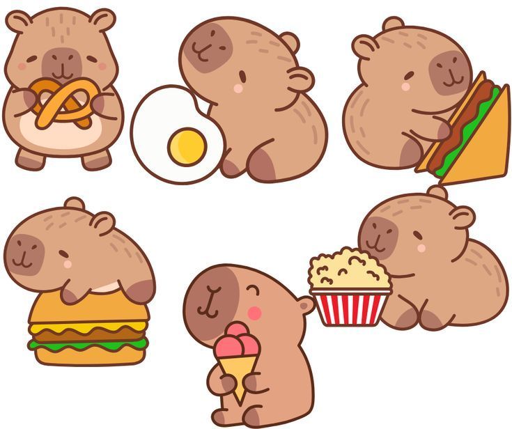 Capybara chibi - thức ăn