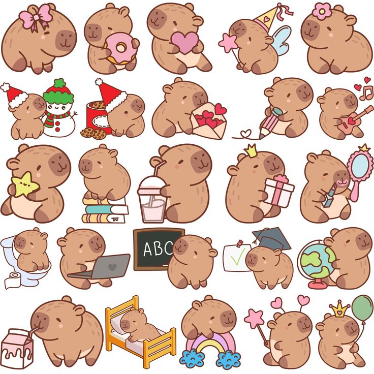 Hình ảnh capybara cute - bộ sưu tập nhãn dán