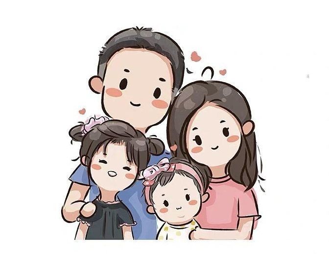 Hình ảnh chibi gia đình 4 người hạnh phúc - dễ thương