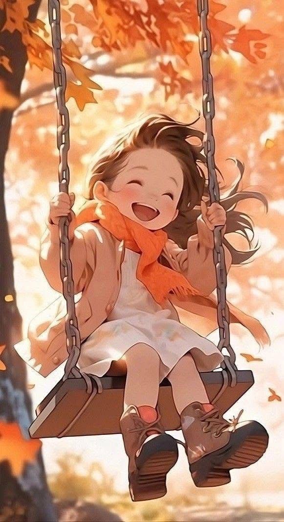 Hình ảnh chibi nữ cute - Chơi xích đu