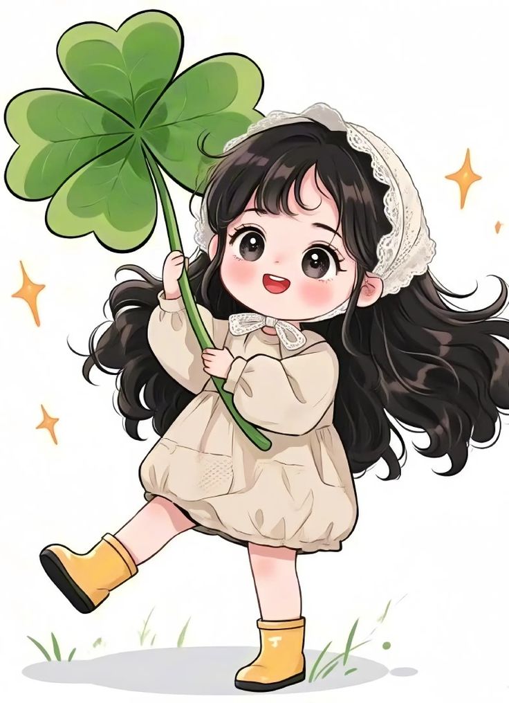 Hình ảnh chibi nữ cute - cỏ bốn lá