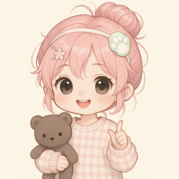 Hình ảnh chibi nữ cute - ôm gấu bông xinh xắn